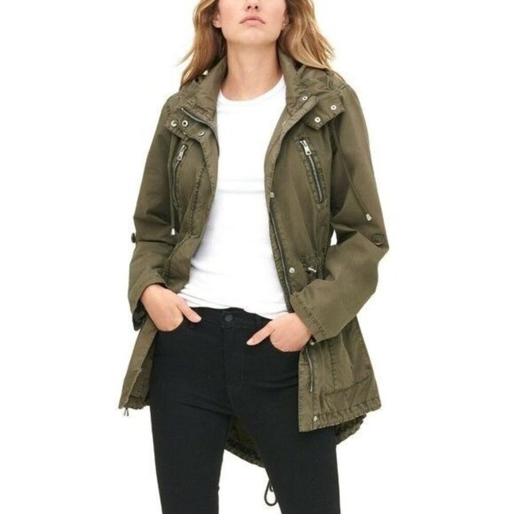 LEVI'S Parachute Cotton Utility Jacket Army Green Fish Tail Mid Length Sz M NWT